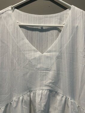 White Babydoll Dress Medium Boho Vacation Beach Ruffle Hem NWOT